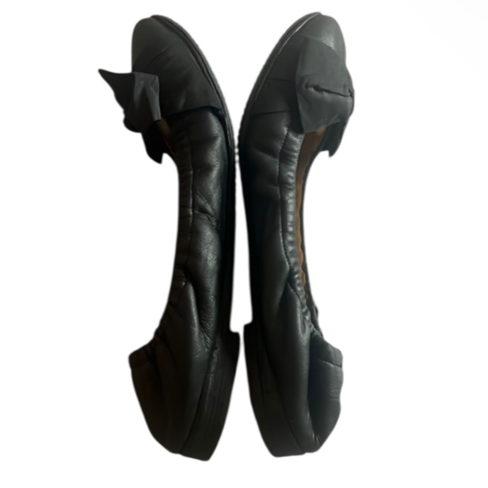 Authentic Valentino luxury designer black leather bow ballet flats sz 7 Euro 37 - Picture 10 of 12